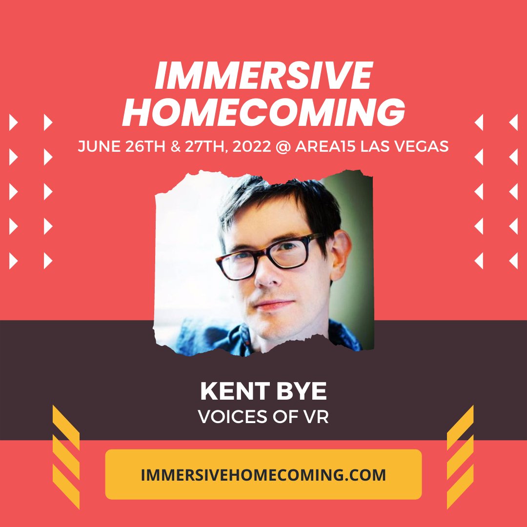 EpicImmersive's tweet photo. BREAKING NEWS: The Immersive Industry Homecoming Summit (@immersiveglobe) now features @kentbye of Voices of VR! Join us this June 26/27 at AREA15 Las Vegas! https://t.co/layEsX9JfJ

#vr #virtualreality #augmentedreality #metaverse #immersive https://t.co/02mEttXryA