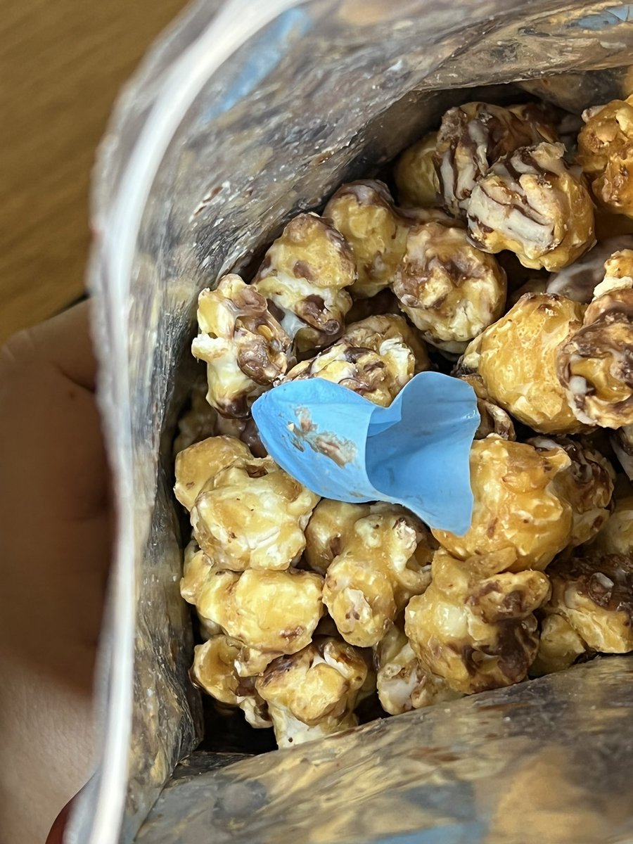 thatsmrswaller's tweet photo. You know what’s cool about kids? They are so easily excited. They also don’t understand why they can’t eat the @Popcornopolis popcorn after opening a brand new bag and finding a blue glove finger tip. There goes the fun snack for today 🙄🤢🥴 https://t.co/Wmv3vJnQq1
