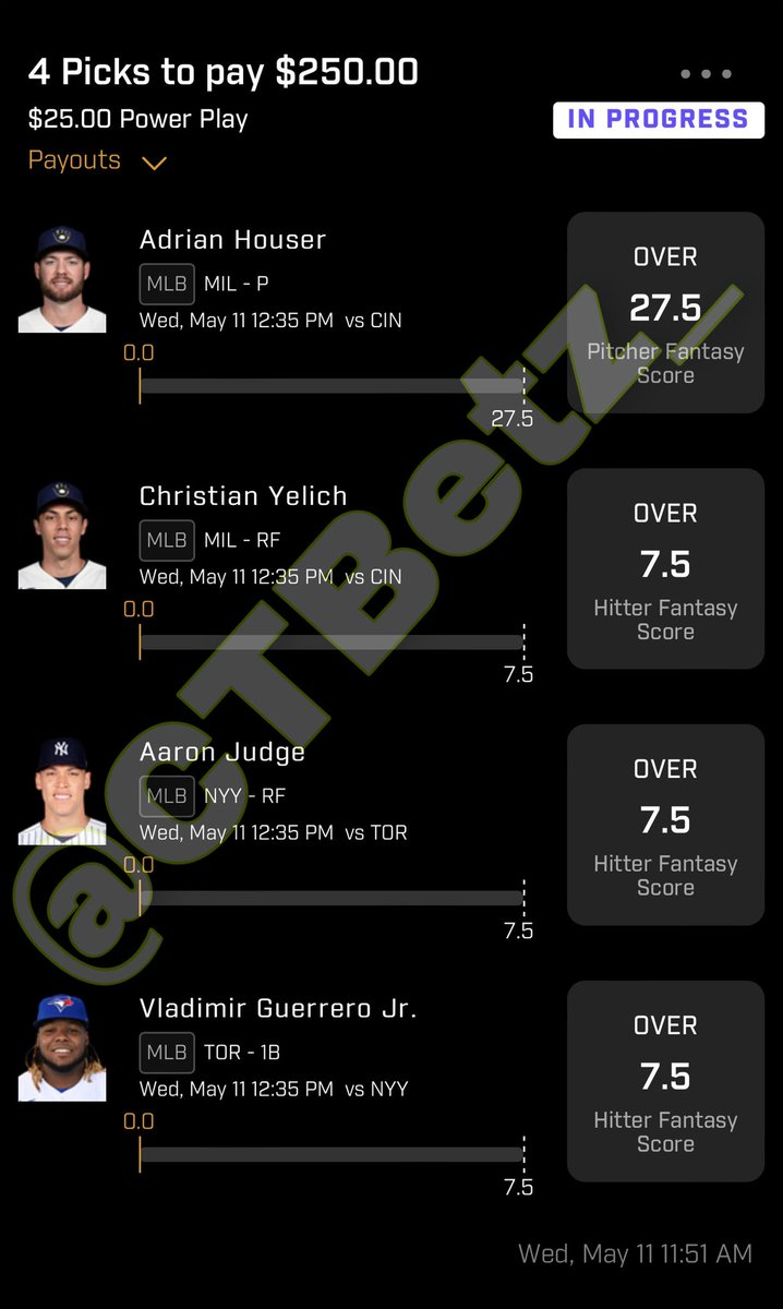 CTBetz_'s tweet photo. Going for #QuickCashFast in the #PrizePicksMLB $25 risk free promotion. If We cash this we'll roll it into a nuke for tonight's game!!! #GamblingTwitter  maybe a partial roll 😂😂😂 300 Likes I'll port the full $250 in a 4 for 4 https://t.co/Ute9aNLG5f