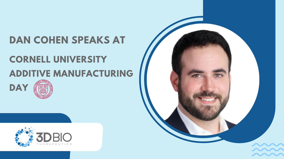 3DBio Therapeutics (@3dbiocorp) on Twitter photo Thanks <a href="/CornellEng/">Cornell Engineering</a> for inviting Dan Cohen Ph.D., CEO and founder of 3DBio Therapeutics to speak at Cornell University's Additive Manufacturing Day. Dan was in great company with the stellar group of speakers! …itiveindustry.engineering.cornell.edu/speakers/ Thanks <a href="/CornellEng/">Cornell Engineering</a> for inviting Dan Cohen Ph.D., CEO and founder of 3DBio Therapeutics to speak at Cornell University's Additive Manufacturing Day. Dan was in great company with the stellar group of speakers! …itiveindustry.engineering.cornell.edu/speakers/