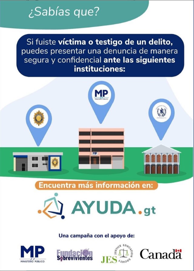 BuscaAyudaGt's tweet photo. Si fuiste víctima o testigo de un delito puedes poner tu denuncia ante estas instituciones.

En el sitio web https://t.co/gSXB0rUWhq encontrarás información sobre cómo iniciar el proceso.

📲👀
@JusticeEd
 
@MPguatemala https://t.co/yL7Uhx35CC