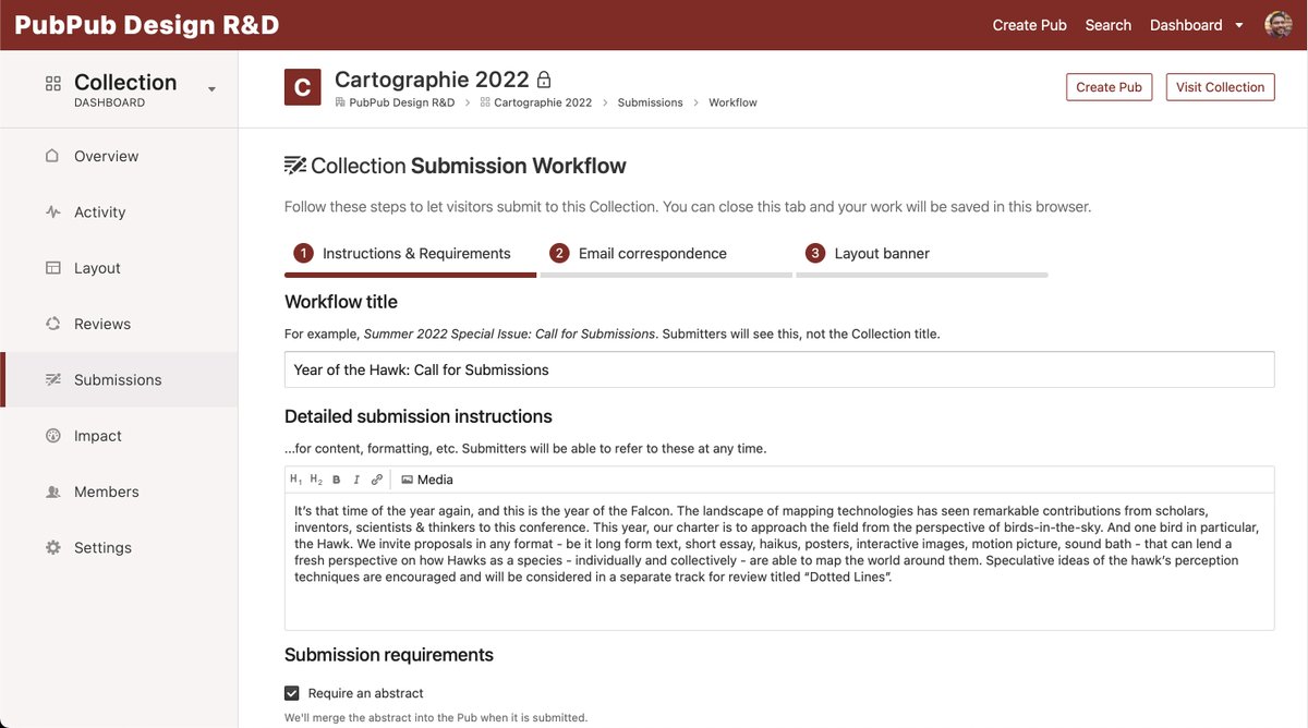 pubpub's tweet photo. Product update: We're excited to share that Submissions are now live on PubPub! We hope that this helps streamline much of the editorial process. Here's a view of Collections-level workflow. https://t.co/EsHv6jKnat