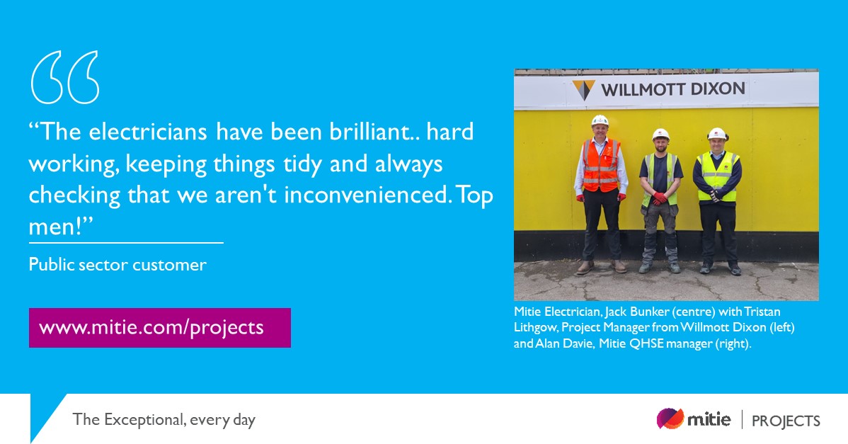 MitieProjects's tweet image. Well done to Jack Bunker, an electrician working on an refurbishment project for a public sector customer, on behalf of Principal Contractor Willmott Dixon. Jack was awarded a ‘Green Card’ for his exceptional work on site #TheExceptionalEveryDay | #ScienceofService