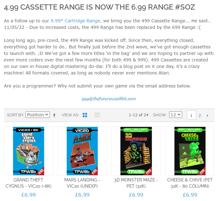 futurewas8bit's tweet photo. The #499Range is DEAD.. Long LIVE the #699Range :) 
https://t.co/KufSDgRI88 
#C64 #VIC20 #ZXSpectrum #AMS #Oric #MSX #PET #TED https://t.co/O4vX1iLCbL