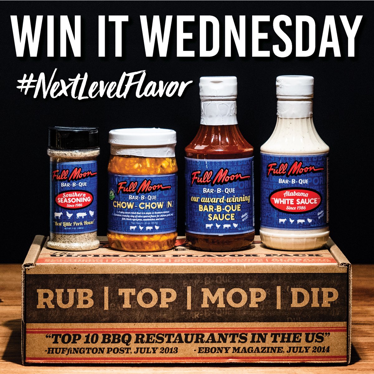 FullMoonBBQ's tweet photo. #WinItWednesday, we meet again!🙌🏽  ENTER TO WIN the Ultimate Flavor Pack so you can take this summer BBQ season to the #NextLevel! 💯 Like this tweet, comment your nearest Full Moon BBQ location &amp; RETWEET this post! https://t.co/WvpmFNCyDd