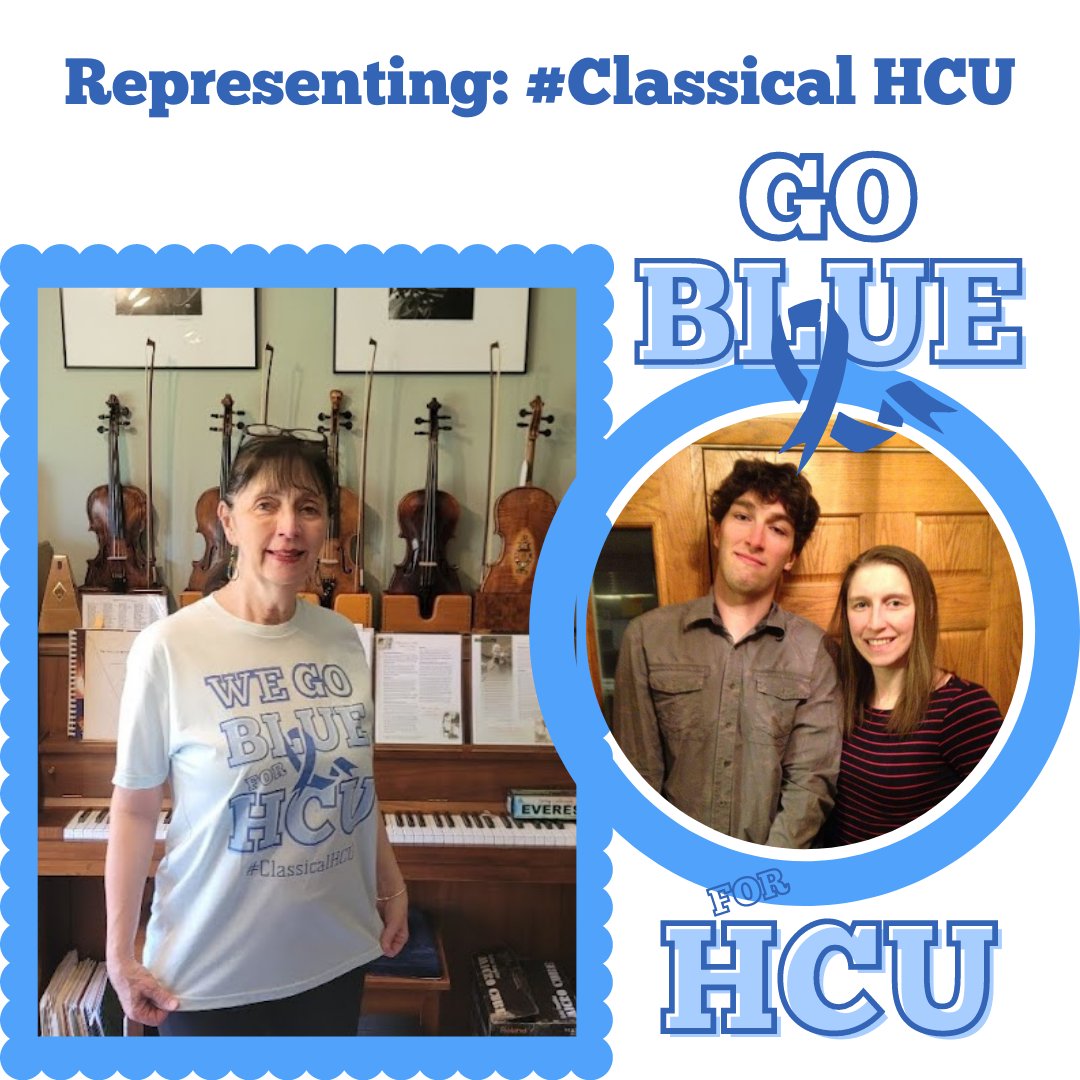 HCUAmerica's tweet photo. Check out Patti, the mom of our Executive Director, Danae' Bartke, representing #ClassicalHCU in her 2022 #GoBlueforHCU shirt! You can still customize your design, or buy one from the main campaign! https://t.co/6iqVuBr6vs https://t.co/ijDVRkZvyX