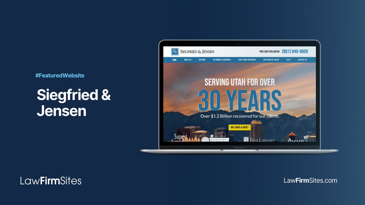 Law_Firm_Sites's tweet photo. Today's #FeaturedWebsite is Siegfried and Jensen, one of the top personal injury firms in Utah.
This is one of our favorite redesigns ever, so be sure to check out their new website! https://t.co/X5LxYS9h3Q
#WebDesign #Lawyer #LawFirms https://t.co/PJgtbWjFB4