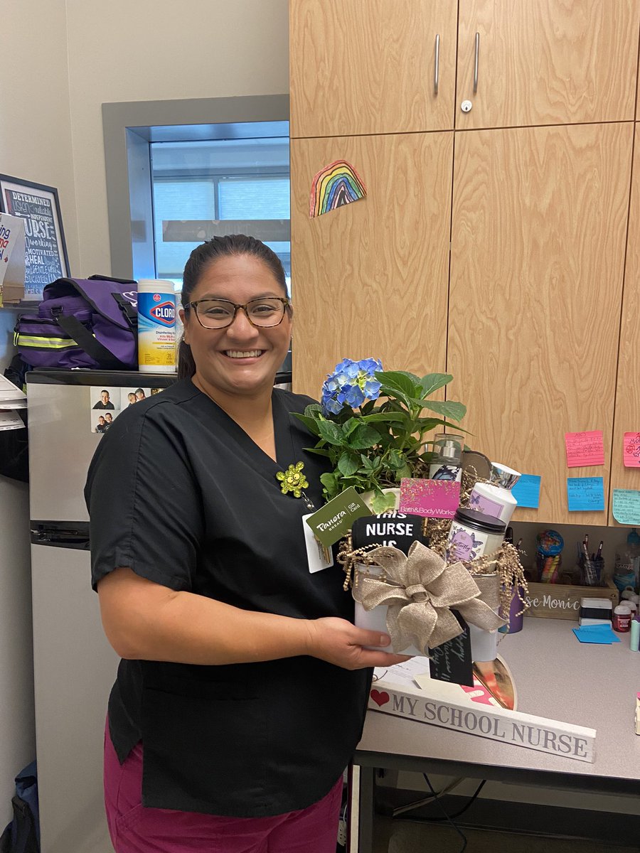 watson_BSD's tweet photo. Taking time to celebrate our fabulous school nurse on this day! Thank you Nurse Monica for CARING about our Lombardi Bears! 🐻 #IBBoasting, @lombardibears https://t.co/dEDYSQjXW4