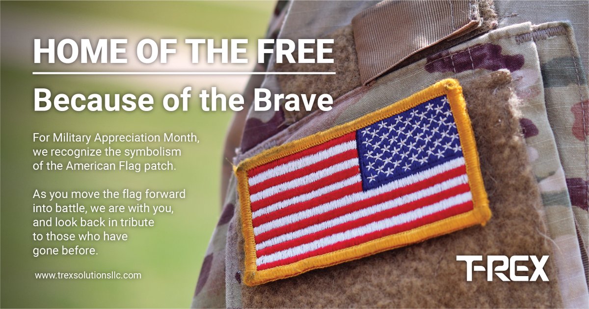 TRex_Solutions's tweet photo. May is Military Appreciation Month. T-Rex thanks and honors the bravery and sacrifice of all those who serve or have served our country. https://t.co/pyA7ZAJPgX