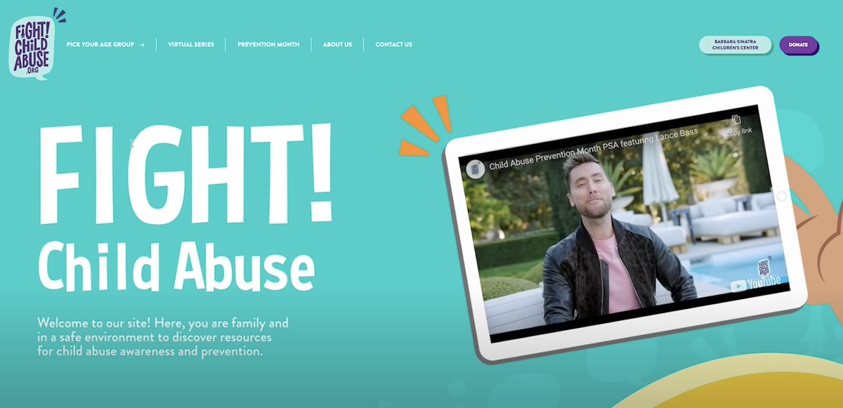 CenterSinatra's tweet photo. Have you watched Virtual Series: Ep. 3 yet? We are so thrilled to have worked with #BSCCPartner Lance Bass to spread awareness for child abuse prevention and the #ProtectYourself rules. Watch now โก๏ธ https://t.co/jfNsq7MwBK https://t.co/DxcNs5xquZ
