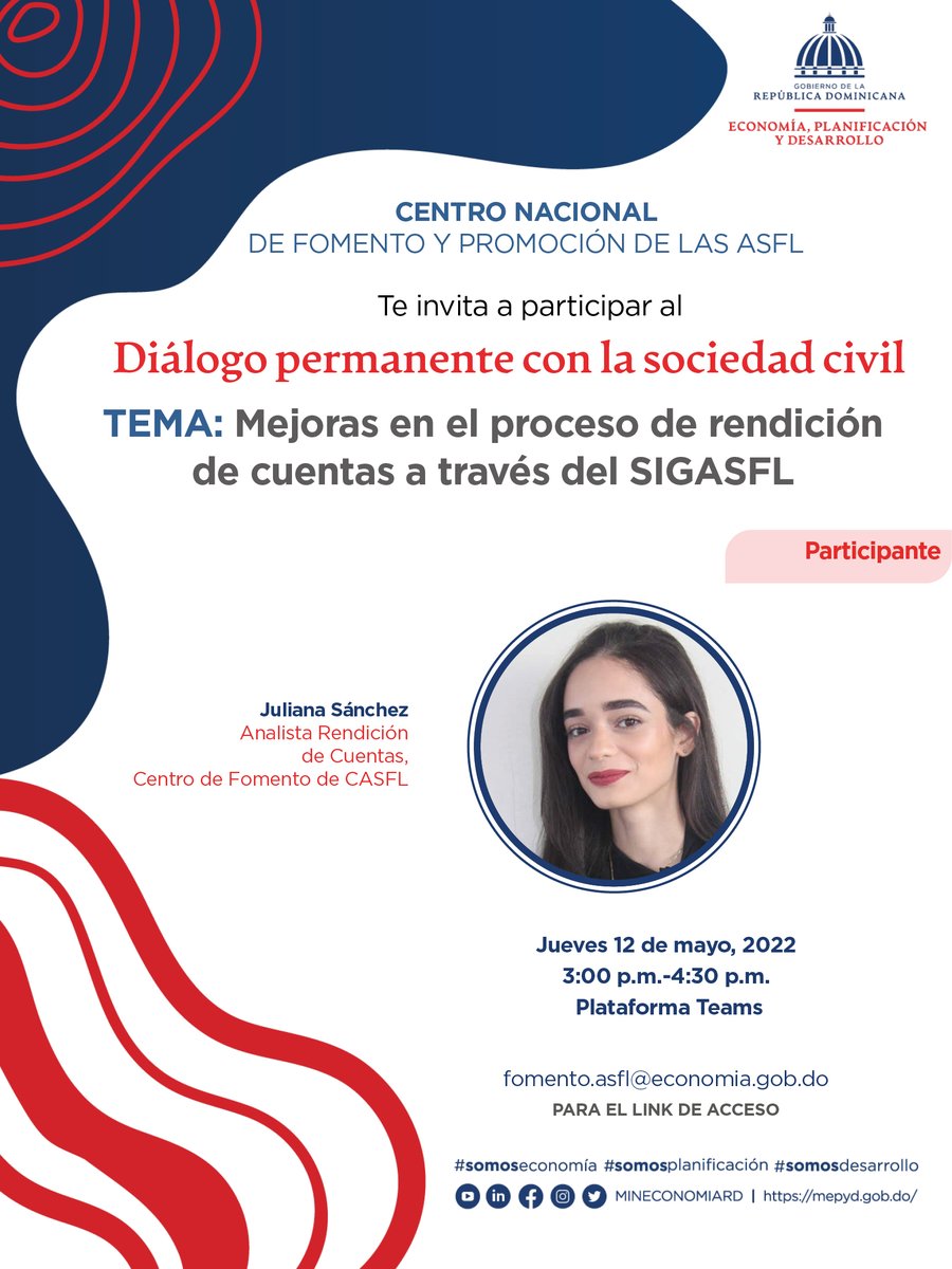 mineconomiard's tweet photo. #CASFL realiza el "Diálogo Permanente con la Sociedad Civil" y en esta semana corresponderá a la analista Juliana Sánchez presentar las mejoras realizadas en #SIGASFL para facilitar la #rendicióndecuentas

🗓 jueves 12 de mayo
⏰ 3:00 p.m.
📍 https://t.co/DYeZvQQxMq https://t.co/CzYA4iQSuF