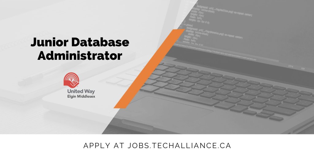 TechAlliance's tweet photo. Jr. Database Administrator wanted at @unitedwayemca to accurately and efficiently manage constituent records to support strategies related to donor retention, acquisition, direct mail, email penetration, etc.
Apply at https://t.co/UaeBrQbQ7k
#TechAllianceJobs #LdnOntJobs https://t.co/KkLyyY2QG1