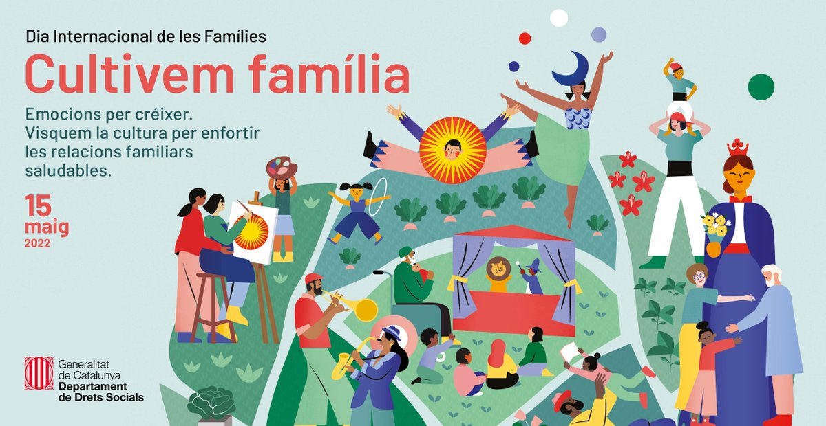 dsocialscat's tweet photo. 👨‍👨‍👧‍👧El 15/5 és el #DiaInternacionalDeLesFamílies!

📅A partir de demà, el celebrem amb activitats pel territori, amb el lema #CultivemFamília:

Lleida
Reus
Badia del Vallès
St Julià de Vilatorta
La Pobla de Mafumet
Tortosa
L'Escala
Palamós
Porqueres

ℹ️ https://t.co/q68nlL61eR https://t.co/v0aHArGGgE