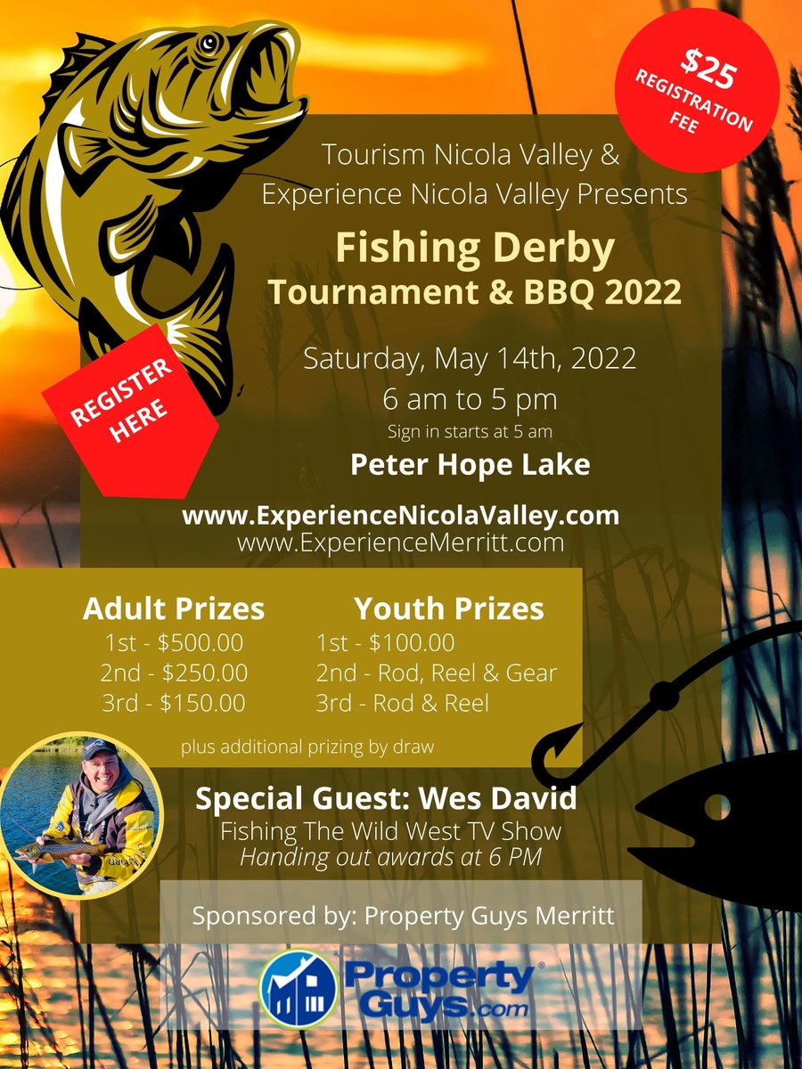 NicolaTourism's tweet image. 3 days left to register for the Experience Nicola Valley Fishing Derby!  Prizes, BBQ and special guest.
***
experiencenicolavalley.com/merritt-bc-fis…
***
#fishingderby #fishbc #bcfishing #troutfishing #lakefishing #youthfishing #anglers #peterhopelake