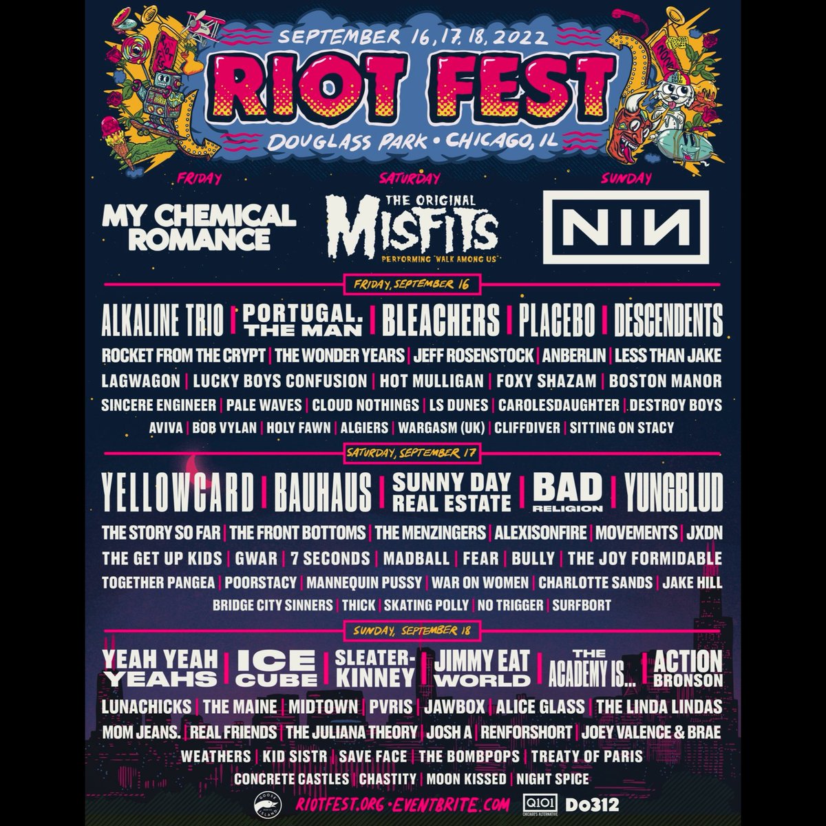 SINNERS ARE PLAYING RIOT FEST!! Which bands at this festival tickle your fancy!?!? Tickets sales start today! Get at —-&gt; <a href="/RiotFest/">Riot Fest</a> Twitter page for ticket link!!! #riotfest #bridgecitysinners #folkpunk