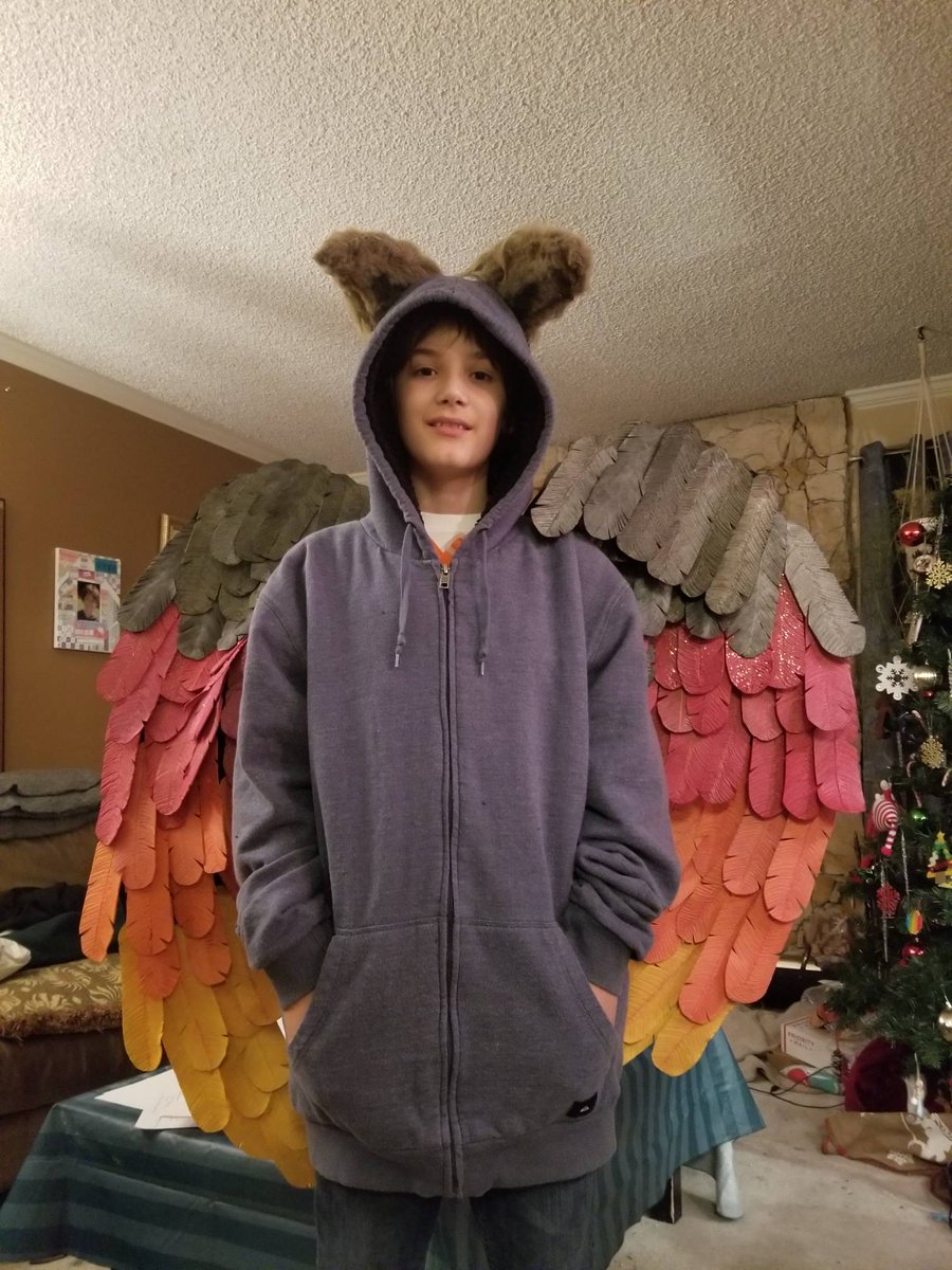Here is the halloween costume. He is a Flynx; a fire lynx