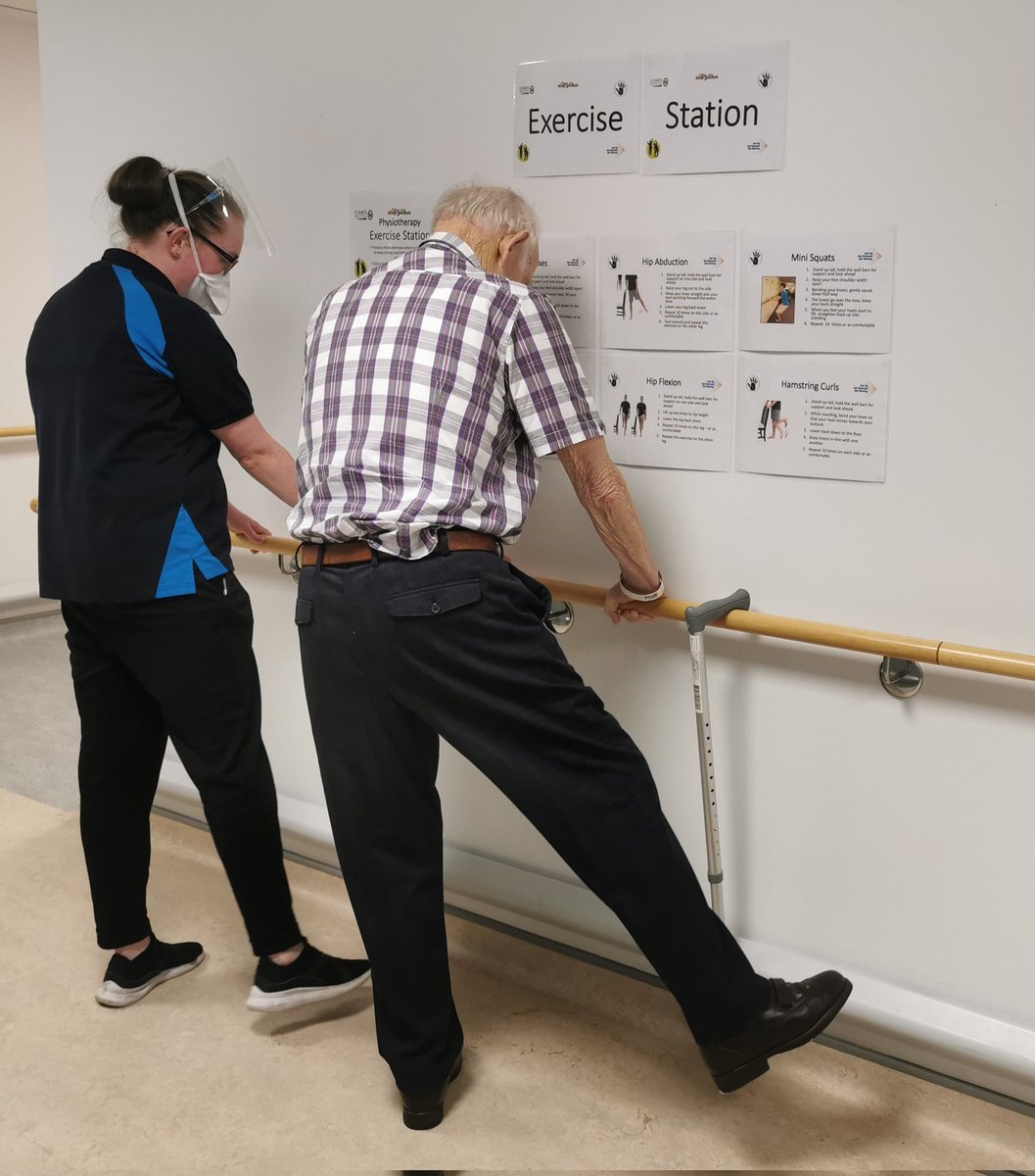 Great to see patients using the "Exercise Stations" on Patrick Kavanagh Ward <a href="/stjamesdublin/">St James's Hospital</a>. A simple idea for safely increasing activity and exercise from the <a href="/HopkinsAMP/">Johns Hopkins Activity & Mobility Promotion (AMP)</a> conference.
#everyBODYmoves #getupgetdressedgetmoving <a href="/AdaLiezl/">Ada Liezl Jariol</a> <a href="/niamhphysio/">Niamh Murphy</a>  <a href="/SarahODonoghu11/">Sarah O'Donoghue</a> 💪🦵👣