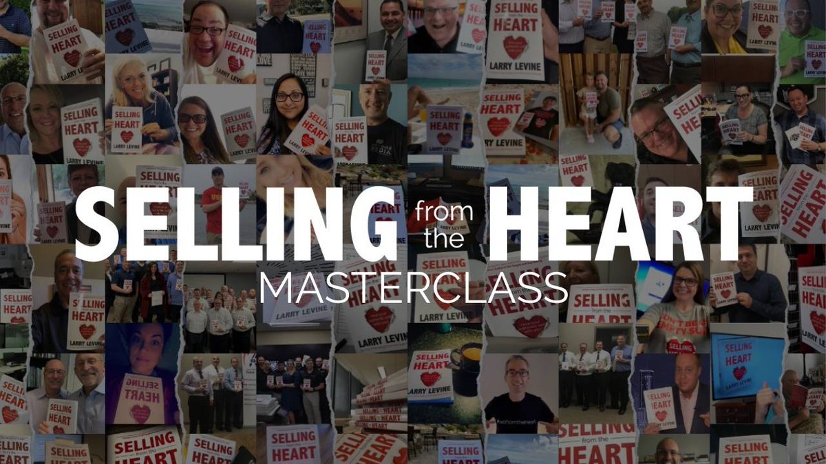 sellfromheart's tweet image. Be part of the Selling from the Heart Masterclass!  Let Larry guide you on a 10-week journey to put Selling From the Heart into action.

Interested? Learn more: buff.ly/37hAfrI

#sellingfromtheheartmasterclass #bestsellingbook #salesmasterclass #sales