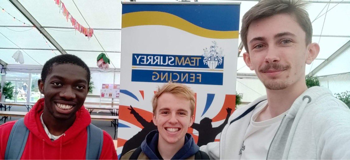 SurreyFencing's tweet photo. Today marks the handover day of our board. A massive thank you and congratulations goes to Erwan, Greg, and Ayo for all the work they have done in the past year. Greg will be stepping down as Vice-president and Ayo will be stepping down as treasurer. 
#teamsurrey #surreyfencing https://t.co/ZVBQcOrXOm
