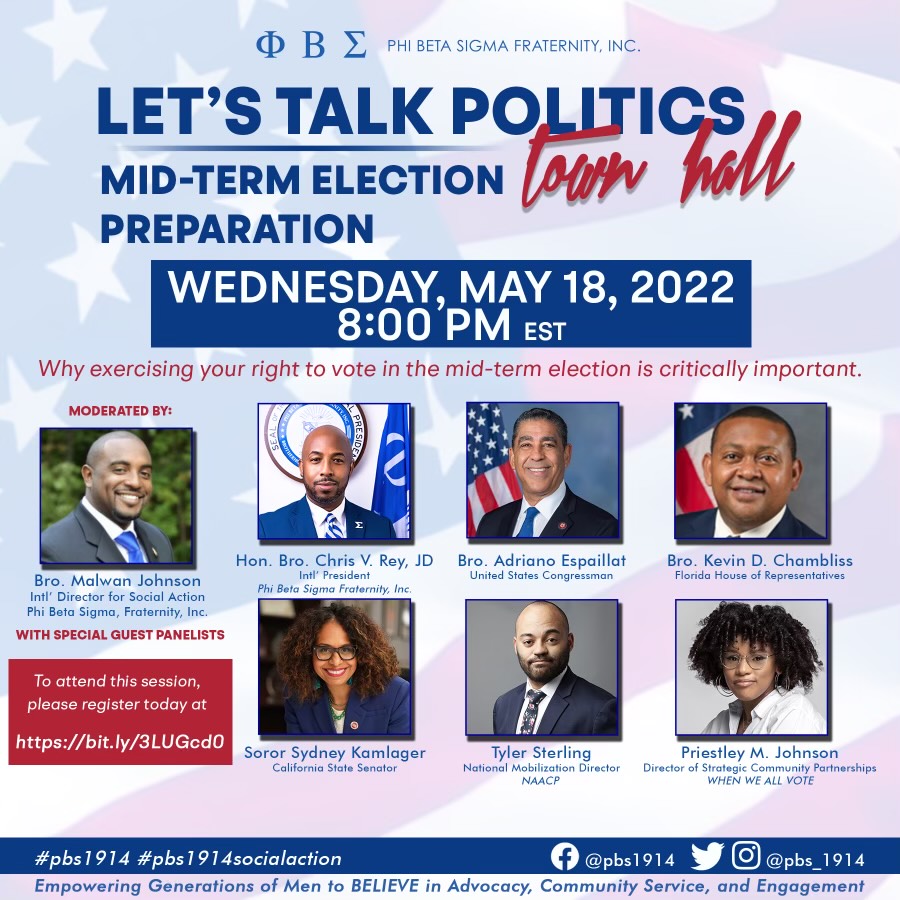 pbs_1914's tweet photo. Don't miss this important Midterm Election Town Hall on May 18, 2022 at 8 PM EST. Register using the link in the Bio. 

#pbs1914 #Sigma108 https://t.co/LpNdD4N6oK