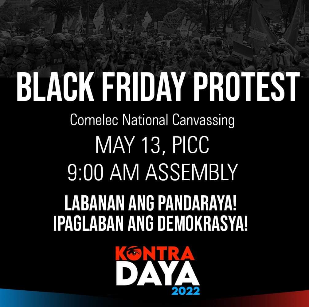ADVISORY: Our campaign against fraud extends to PICC on Friday (May 13), 9:00 am. Let us all fight tyranny by upholding democracy.