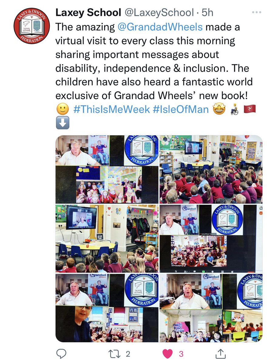 maximjkelly's tweet photo. An #inspirational day with @GrandadWheels working with around 3️⃣0️⃣0️⃣ children across @LaxeySchool & @DhoonSchool as part of our #ThisIsMeWeek 🤩 The children have had an absolute blast whilst learning and thinking about some important messages 👍 ⬇️
#FullyRecommended #IsleOfMan https://t.co/2sZ155ARHE