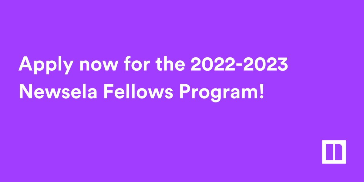 Applications are now open to join the 2022-2023 cohort of Newsela Fellows! 👩‍💻 
Learn more about the current Fellows, program responsibilities, benefits and application details here ➡️ newse.la/3kVF7Wv
