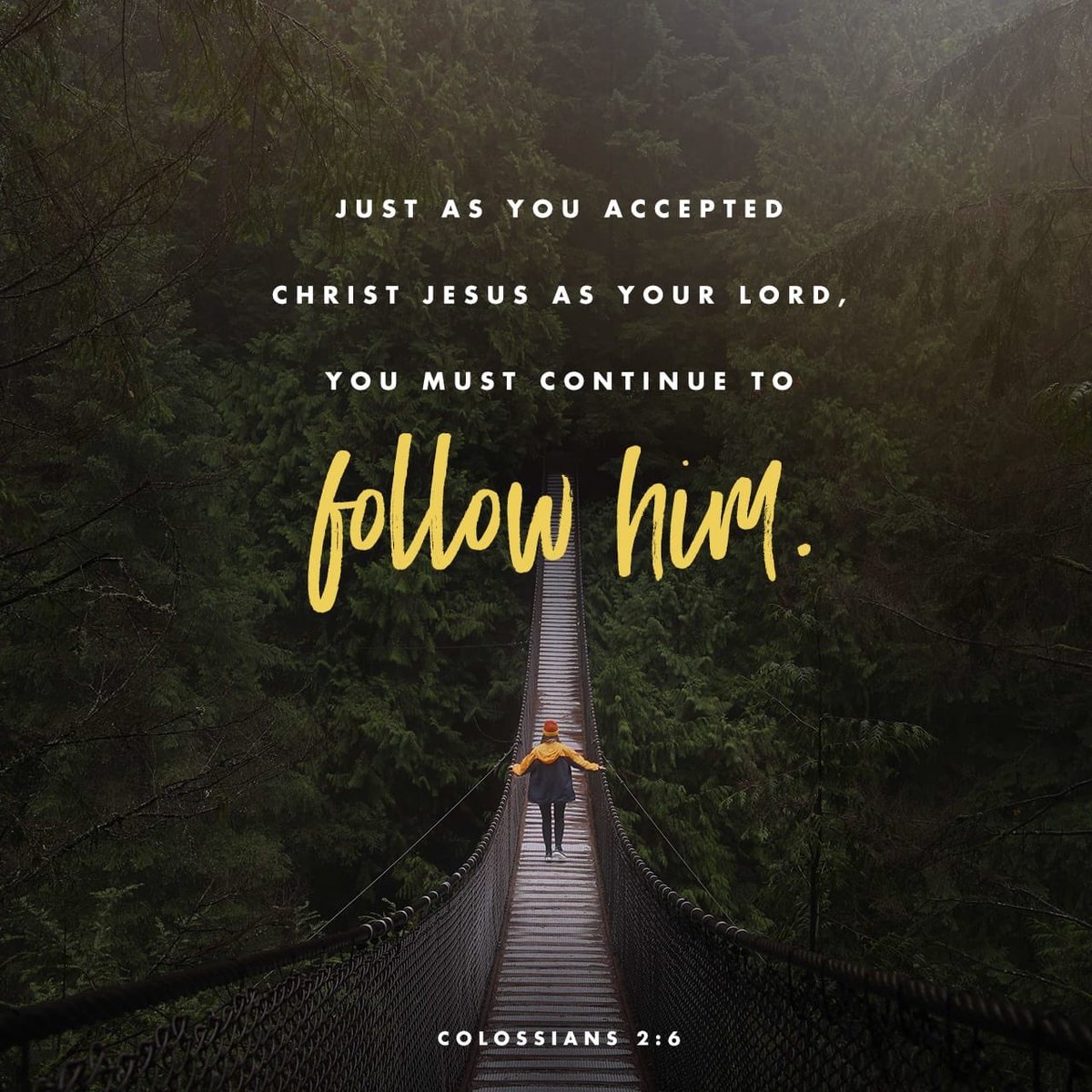edloera's tweet photo. “And now,

just as you accepted Christ Jesus as your Lord,

you must continue to follow him.

Let your roots grow down into him, and let your lives be built on him.

Then your faith will grow strong in the truth you were taught, and you will overflow with thankfulness.”
Col 2:6-7 https://t.co/P1ElcdEoqI