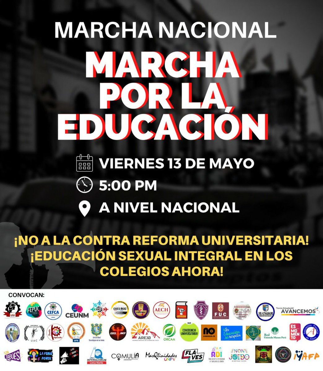 Ciudadanía unida en defensa de la #ReformaUniversitaria 💪

Este viernes a las 5️⃣ P.M. la ciudadanía alzará su voz para demostrar a la mayoría del Congreso que sus contrarreformas NO representan los intereses ciudadanos.

¡Nos vemos!