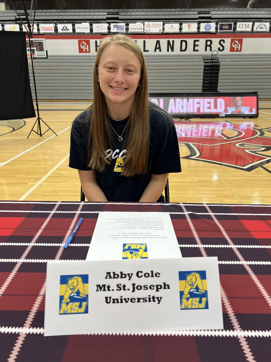 OakHillsWBB's tweet photo. Congratulations to our very own Abby Cole on signing with Mount St. Joseph today to play soccer and basketball! #multisportAthlete https://t.co/SD4NM45KT9