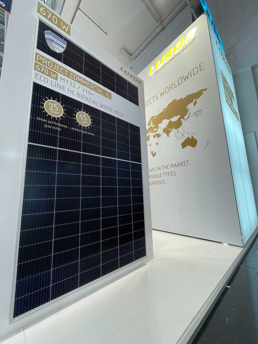 LUXORsolar's tweet photo. Come to A1.190 and explore #LUXORsolar ’s wide range of modules! Awarded again by #EuPDResearch
Btw since 06:00 pm we celebrate our legendary booth #party, you are very welcome 🥳
#HJT #solarenergy #solarmodule #solarmodules #PV #LUXOR #fair #solarpower #Munich #intersolar https://t.co/dXnf4EBAZ3