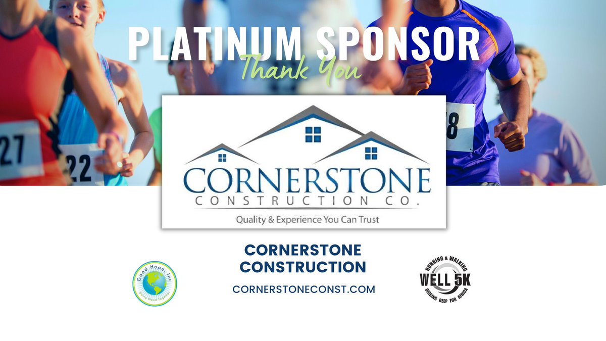 runningwell5k's tweet photo. 😁We are thrilled to announce that Cornerstone Construction will be partnering with our Running and Walking 🏃‍♂️Well 5K as a Platinum Sponsor! 🙏Thank you for your support and partnership!👏
👉Registration: https://t.co/7NeWQnuppl
#race #goodhope #5k #running #fundraiser #GoodHope https://t.co/X7tXGxH9xg
