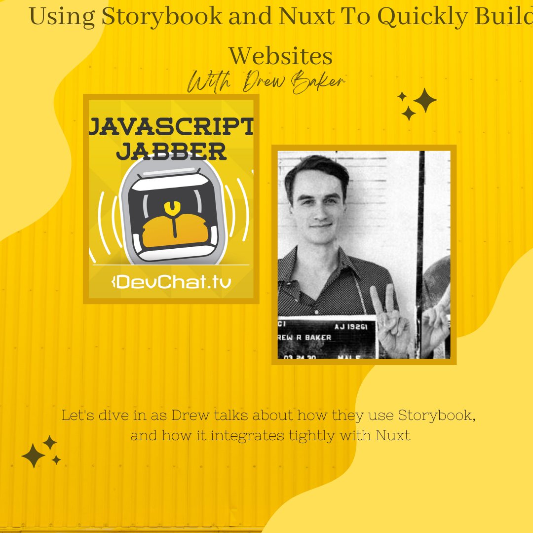 Check out this week's episode of #JavaScriptJabber with Drew Baker

#JSJ: Using Storybook and Nuxt To Quickly Build Websites 

rfr.bz/t4b3pl5 rfr.bz/t4b3pl5