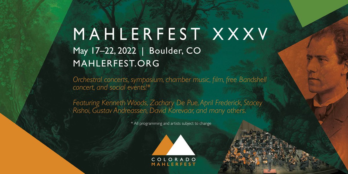 Zach DePue, a founding member of Time for Three, returns to Boulder next week as the concertmaster of the Colorado MahlerFest Orchestra! @co_mahlerfest is a friend of the Colorado Music Festival but is not affiliated. 'What Mahler Tells Me,' May 17-22 → bit.ly/3yslxcs