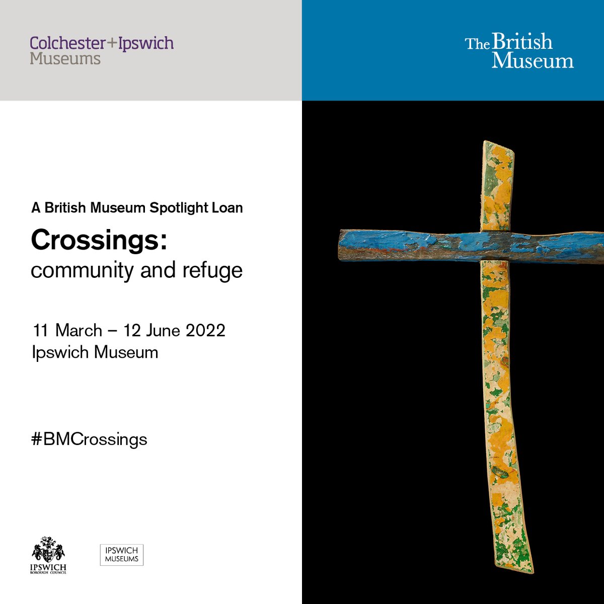 On display at Ipswich Museum until 12 June as part of <a href="/britishmuseum/">British Museum</a> Spotlight Loan 'Crossings: community and refuge', the Lampedusa Cross carries important messages of kindness and community. #BMCrossings 

Find out more about the story behind the cross: ipswich.cimuseums.org.uk/events/crossin…