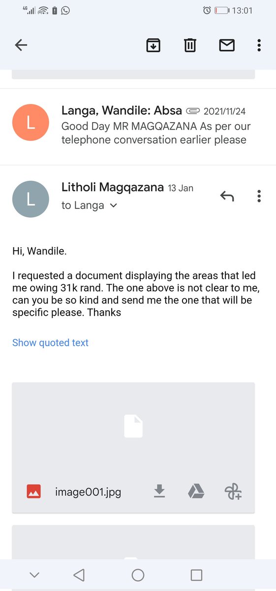 litholi's tweet photo. @AbsaSouthAfrica Did you care as a company to get back to me? Or did you just cared about getting money in? https://t.co/hJvB3Kjoah