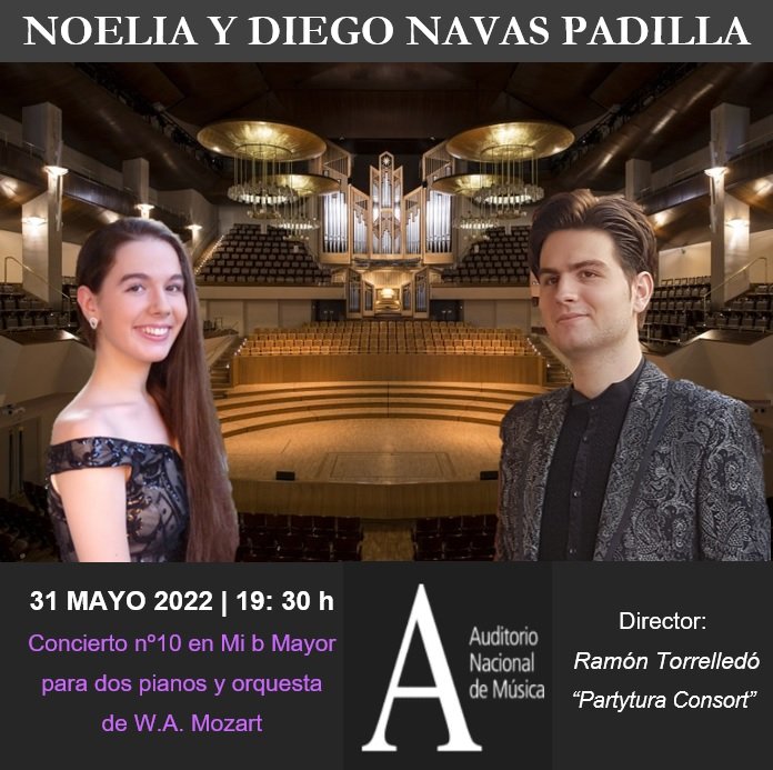 _NAVAS13_'s tweet photo. El día 31 de mayo a las 19.30h en el Auditorio Nacional tocamos @SoyNoeliaNavas y yo el concierto para dos pianos y orquesta de Mozart! Entradas en la web del auditorio, os esperamos!! https://t.co/eYSRsmbwMC