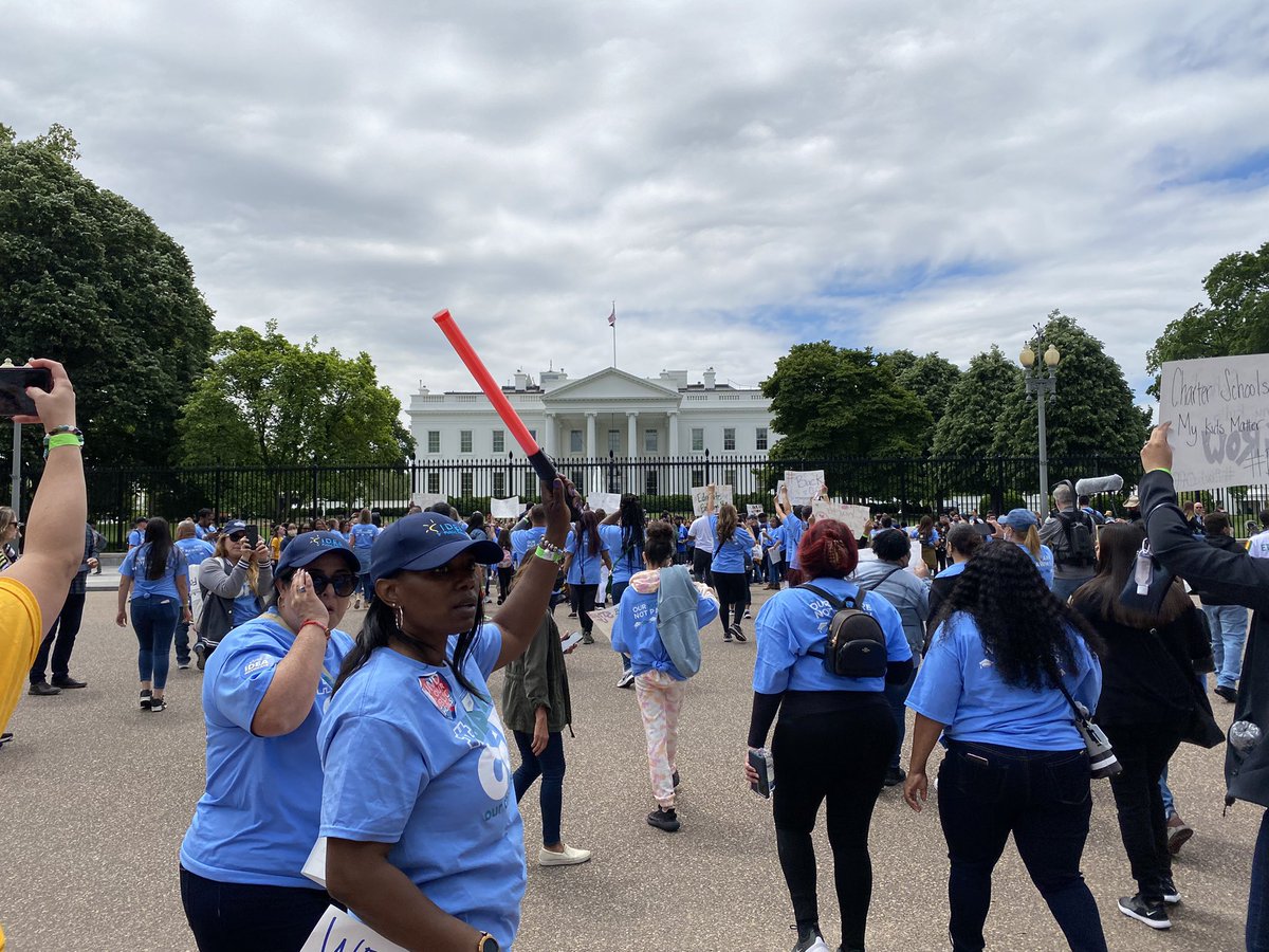 charteralliance's tweet photo. Our sea of blue for charter schools at the White House! #BackOff https://t.co/3zxRQW0sKc