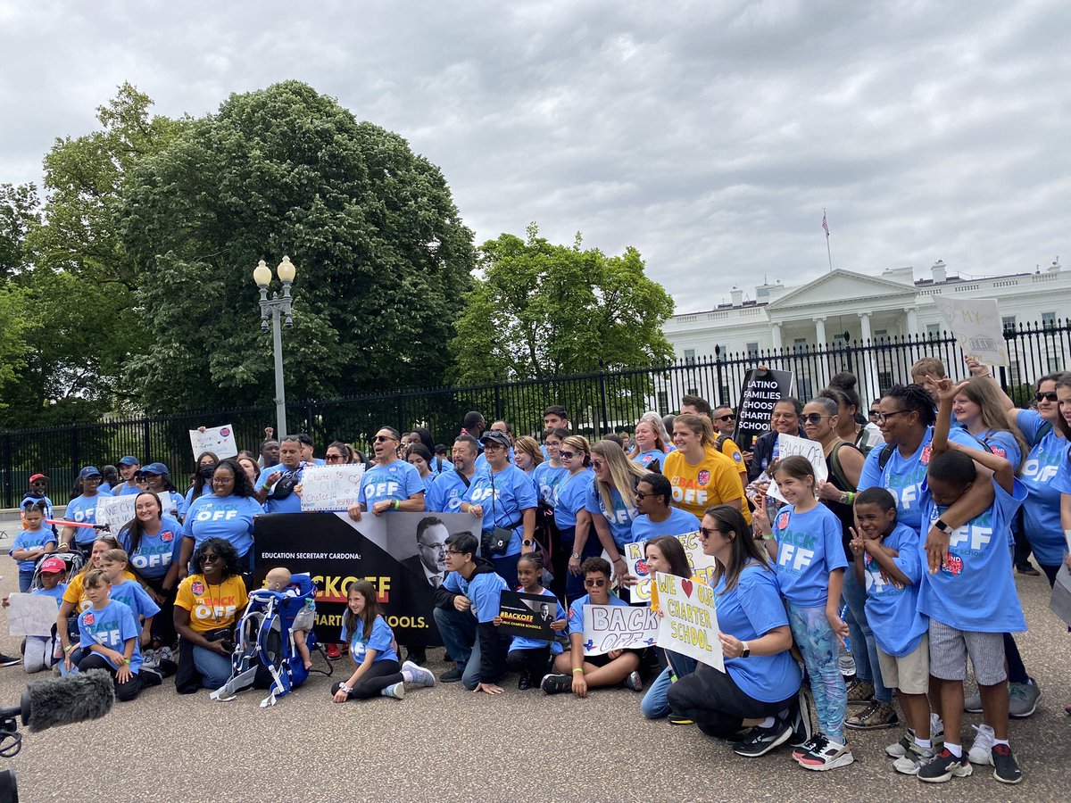 charteralliance's tweet photo. Our sea of blue for charter schools at the White House! #BackOff https://t.co/3zxRQW0sKc
