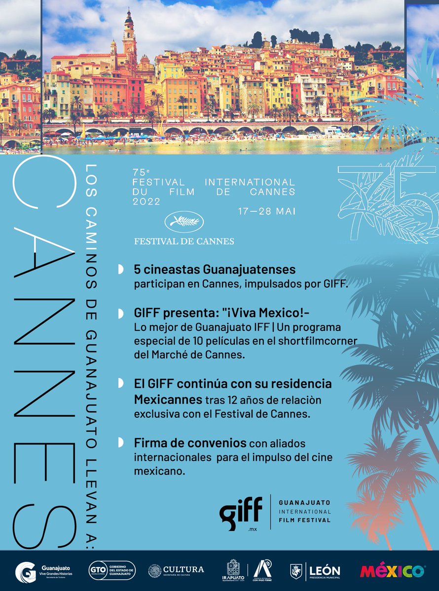 giffmx's tweet photo. 🎬GIFF VIAJA A CANNES🎬

Presentaremos la selección especial “¡Viva México! Lo mejor de Guanajuato IFF” en el Short Film Corner, un espacio dedicado a la venta, exhibición y distribución de cortos del Marché de Cannes.

👉Conoce las películas viajeras: https://t.co/D5BudRJwpm https://t.co/MqQ4bZnBXb