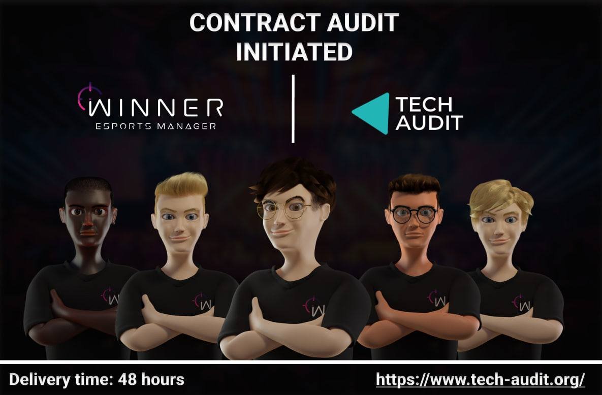 winnernftgame's tweet photo. 🔒 Contract Audit Started 

The WINNER team is pleased to communicate the commencement of the Contract Audit process via @TechAudit1 

#eSports #GameFi #LUNA #Bitcoin #crypto #NFT #P2E #Audit #security #contract https://t.co/kWLEC3Sd6W