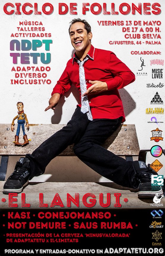 Youthing_es's tweet photo. Este viernes llega a Mallorca @Langui_Oficial para ofrecer una actuación en #SelvaClub dentro del Ciclo de Follones.
Un evento benéfico y accesible, con el fin de potenciar actividades adaptadas, diversas e inclusivas.
Toda la info y entradas en https://t.co/AvvHtKSo0t… https://t.co/OwLTIBBNG2