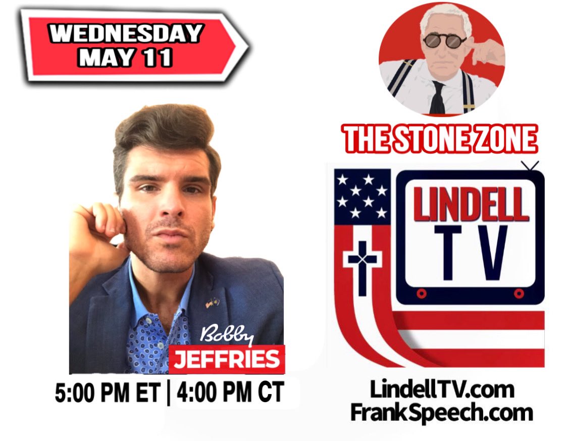 BobbyJJeffries's tweet photo. Iโll be joining my good friend #rogerstone in the Stone Zone on @therealfrankspeech https://t.co/YykwVfo77k at 5:00PM EST - be sure tune in! #stonecoldtruth https://t.co/U8xguxyj4n