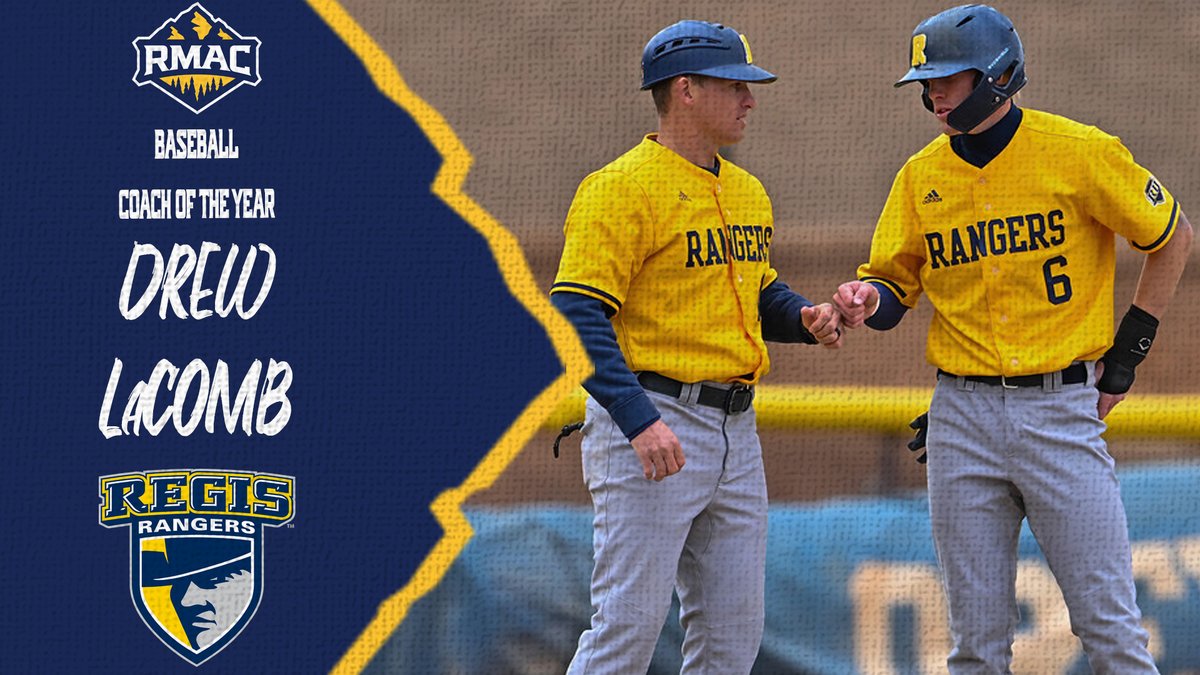 RMAC_SPORTS's tweet photo. It starts from the top with the Rangers. Regis head coach Drew LaComb is the 2022 #RMACbsb Coach of the Year. He led his squad to a 2⃣0⃣-1⃣2⃣ conference record and the No. 2⃣ seed at the RMAC Baseball Tournament

📰 - https://t.co/FEabpN7KJs

#RangerUp | #EverythingElevated https://t.co/bwB5Prrdq6