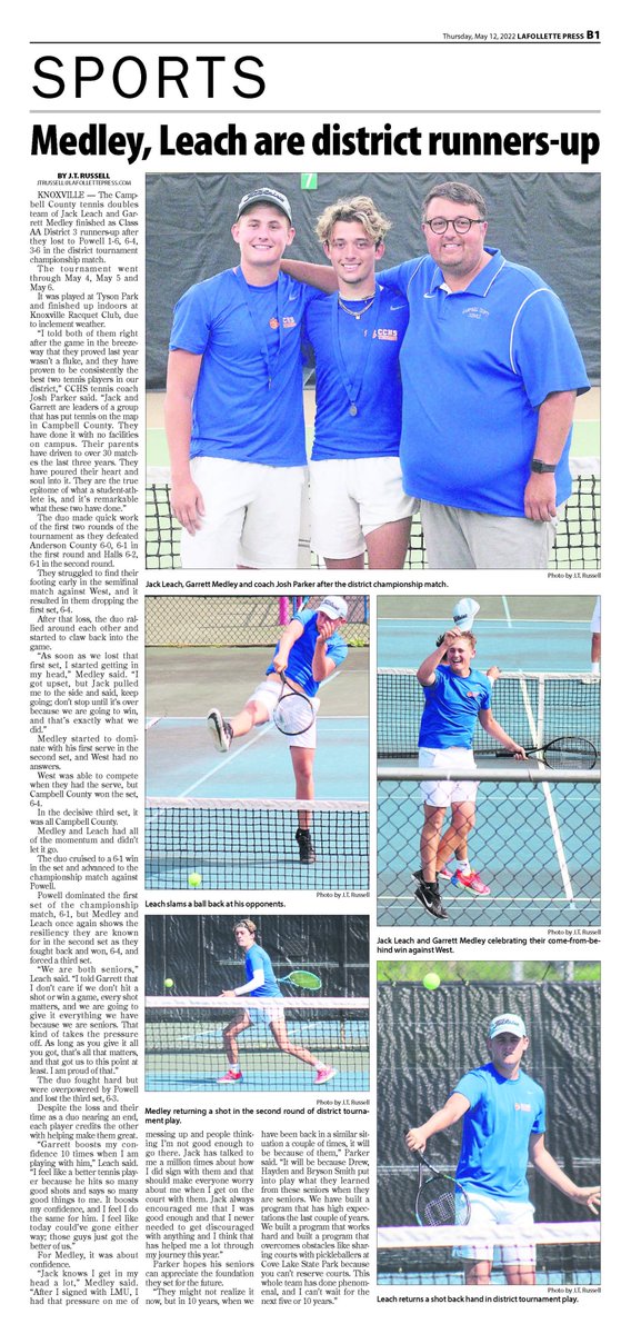 lafollettepress's tweet photo. Tomorrow's sports front! @leachunderpar @Drew_leachhh @reneeleach1 @JPARKER_VOTC @Medleymom14 @medley_garrett @blaiiirrrr @_CCHSathletics @cchstnofficial https://t.co/3CL05cPOLb