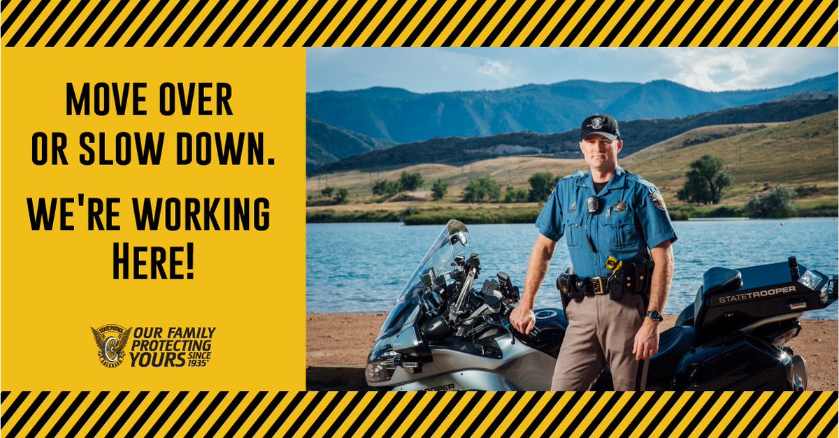 CSP_News's tweet photo. If you didn't know by now: when you see the flashing lights, you are REQUIRED to move over at least one lane, or slow at least 20 MPH under the limit.  Help us spread the word and save lives. https://t.co/QD1APLIi83