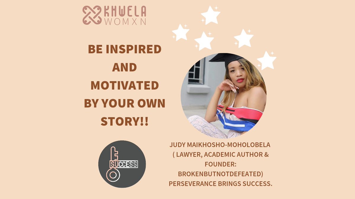 Hi Sis
Meet Judy Maikhosho-Moholobela who's rooted in hope &amp; resilience. She holds 3 qualifications, dream job, 2 profitable businesses, Young African Initiative Alumni, Young African Ambassador. She is a lawyer, academic author &amp; a founder of BrokenButNotDefeated.
#KhwelaWomxn