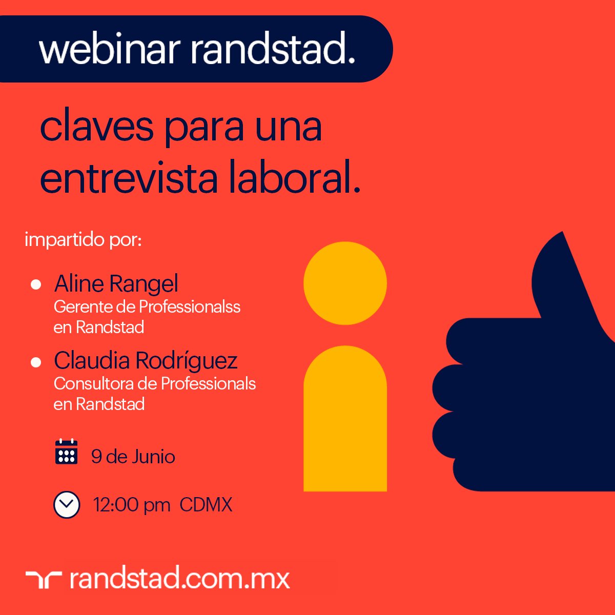 randstadmexico's tweet photo. ¡Regístrate totalmente gratis! En nuestro próximo webinar aprenderás las claves para triunfar en tu siguiente entrevista y conseguir el empleo de tus sueños. Aparta tu lugar: https://t.co/c7xv9Ddje7 

#Randstad #RandstadMéxico #Webinar https://t.co/BUFQHblBgP