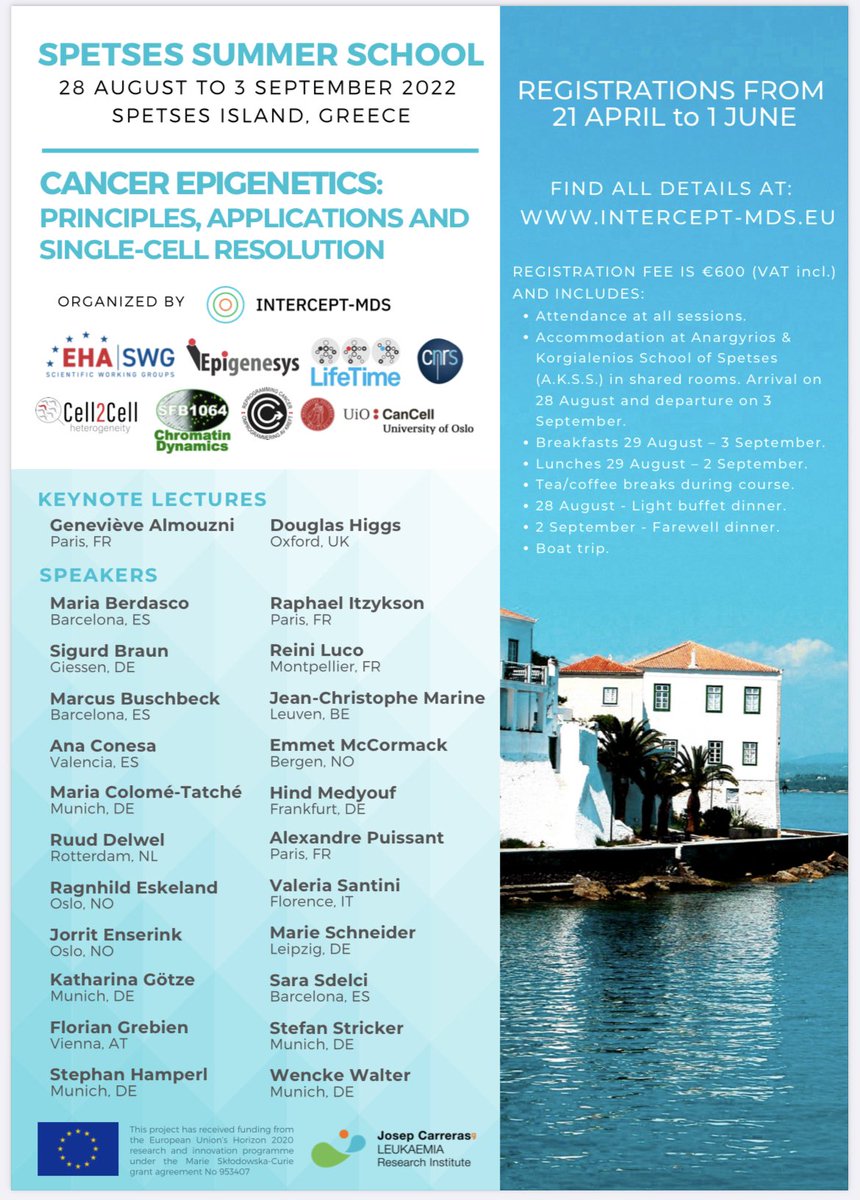 PhDForumICR's tweet photo. A summer school revolving around cancer epigenetics for PhD students and early postdocs is taking place from Aug 28-Sep 03 in the Greek island of Spetses! https://t.co/JBhaxR6nH9 https://t.co/fIeYubDvXG