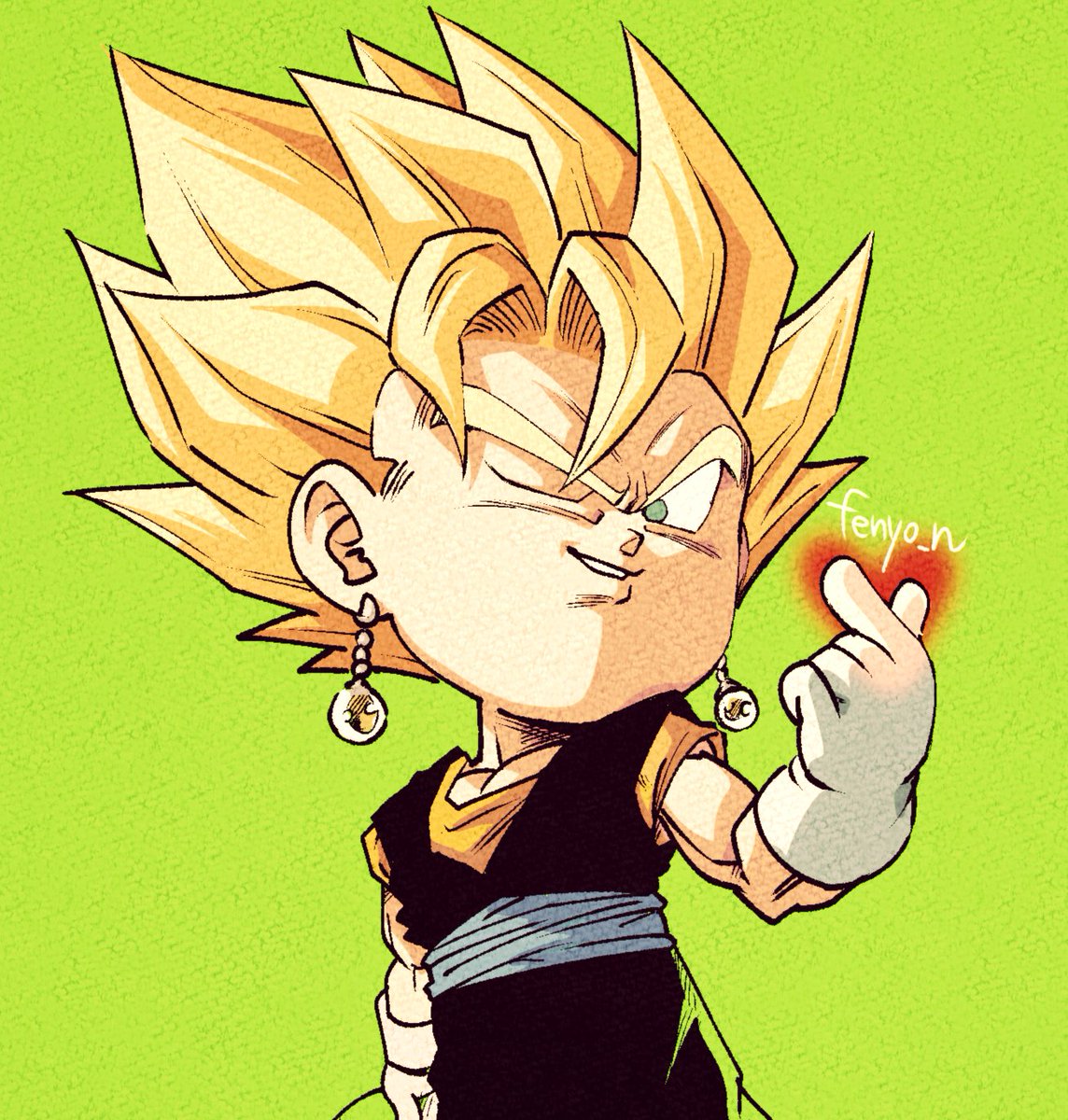 super saiyan 1boy male focus blonde hair jewelry earrings solo  illustration images